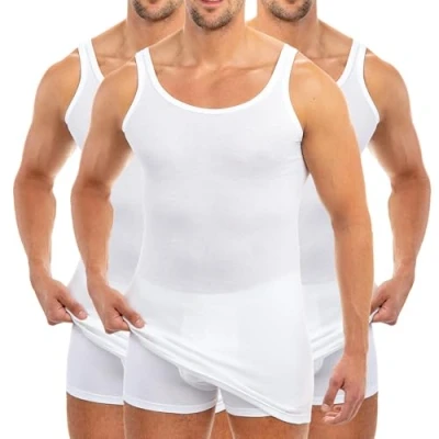 Immagine di HERMKO 3007 3 Canottiere Extra Lunghe da Uomo (+ 10 cm Circa) in Cotone 100%, Größe Herren:6 (XL), Farbe:Bianco