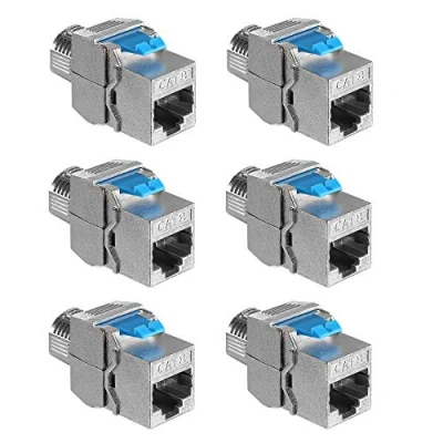Immagine di kwmobile Connettore Cavo di Rete CAT8 Set 6X Moduli Keystone Jack RJ45 Prolunga Ethernet LAN Modulo Schermato Accoppiatore Cat 8 40 Gbit/s