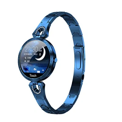 Immagine di LONGLU Smartwatch for Women Compatibile con iOS Android iPhone Samsung Mobile Phone Bluetooth, frequenza cardiaca, pressione sanguigna, contapassi, fitness e monitoraggio del sonno (Blu)