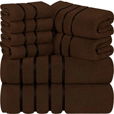Immagine di Utopia Towels Set Di Asciugamani Lusso Da 8 Pezzi, 2 Bagno, A Mano e 4 Strofinacci, Altamente Assorbenti 97% Cotone Filato Ad Anello(Marrone)
