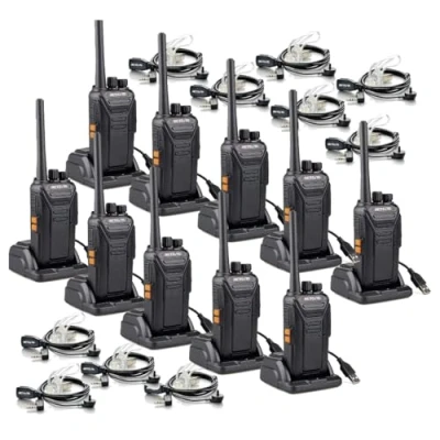 Immagine di Retevis RT27 Ricetrasmittenti Professionali, Walkie Talkie con Auricolari, Durevole PMR446 Licenza Libero 16 Canali CTCSS/DCS VOX, Professionali per Scuola, Sicurezza(10 Pezzi, Nero)