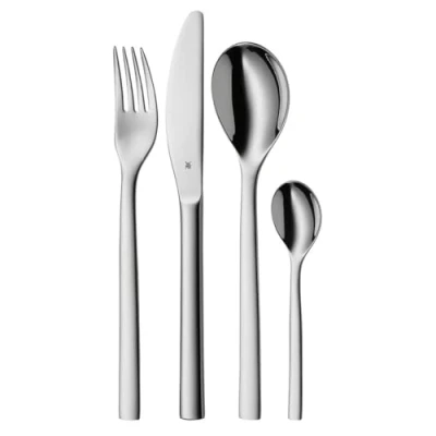 Immagine di WMF Nuova Set di posate per 1 persona, 4 pezzi, coltello monoblocco, acciaio INOX cromato lucido, lavabile in lavastoviglie
