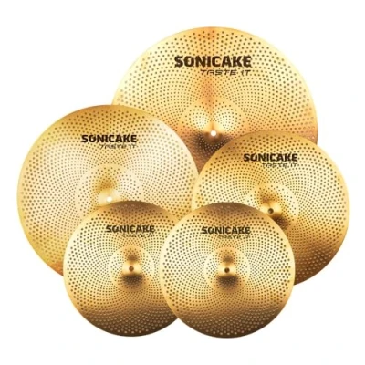 Immagine di SONICAKE Set Piatti 14&quot; HiHat+16&quot; Crash+18&quot; Crash+20&quot; Ride 5 pezzi (Low Volume + Golden)