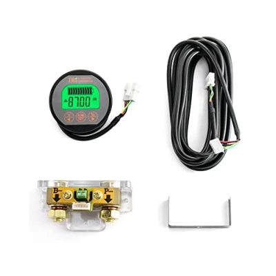 Immagine di QWORK® Monitor batteria tester voltmetro amperometro, 8 80V 0 350A, con cavo personalizzato 4m, per auto motoscafo caravan camper solare
