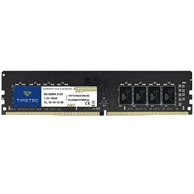 Immagine di Timetec 8GB DDR4 2133MHz PC4 17000 Non ECC Unbuffered 1.2V CL15 1Rx8 Single Rank 288 Pin UDIMM Memoria Desktop Modulo RAM Aggiornamento