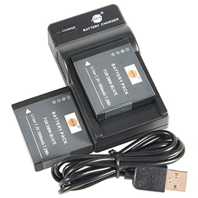 Immagine di DSTE DMW BLH7 Li Ion Batteria (2 Pacco) e Caricabatterie USB per Panasonic Lumix DMC GM1 GM1D GM1K GM1KD GM1KEB