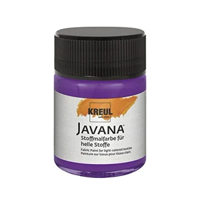 Immagine di KREUL 91906 vernice per tessuti Javana leggeri, barattolo da 50 ml di colore viola, liscia a base d&#039;acqua con carattere cremoso, penetra in profondità nelle fibre.