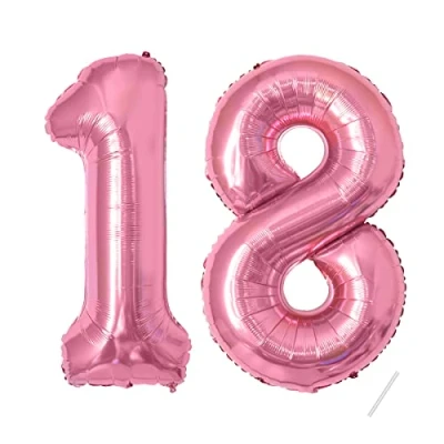 Immagine di Palloncini compleanno 18 anni 40 pollici Decorazioni di un ragazzo e una ragazza Pallone gonfiabile in foil Rosa18 anni.