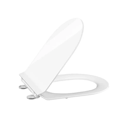 Immagine di Copriwater con abbassamento automatico, sedile WC funzione Quick Release e cerniere regolabili, coperchio in UF Duroplast, forma a D, bianco