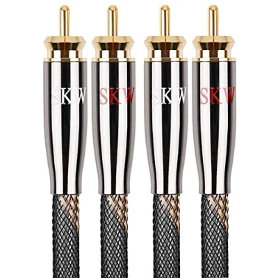 Immagine di SKW, cavo RCA da 2RCA maschio a per audiofili, sistemi HiFi, con di interconnessione diametro 7 mm (lunghezza 5m, colore nero, in nylon)