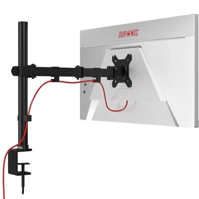 Immagine di Duronic DM151X3 BK Supporto da scrivania per monitor 1332 8 kg con braccio estensore Altezza regolabile Inclinazione 15/+15, rotazione 180, 360 VESA 75/100