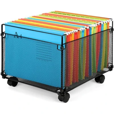 Immagine di Belle Vous Portadocumenti da Scrivania Organizer per Documenti A4 in Rete Metallica con Rotelle Contiene 80 File Porta Cartelle Sospese Colore Nero