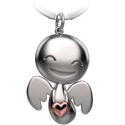Immagine di FABACH angelo custode portachiavi Happy con cuore portafortuna amore regalo come idea per fidanzata, oro rosa, 1, moderno