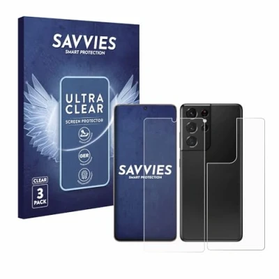 Immagine di savvies (6 Pezzi Pellicola Protettiva per Samsung Galaxy S21 Ultra 5G (Fronte+Retro) Protezione Schermo Trasparente