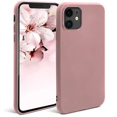 Immagine di Moozy Minimalist Series, Cover in Silicone per iPhone 11, Rosa Sabbia Finitura Opaca, Custodia Sottile e Morbida TPU