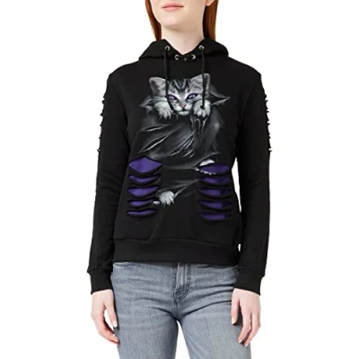 Immagine di Spiral Bright Eyes Donna Felpa con Cappuccio Nero XL 100% Cotone Regular