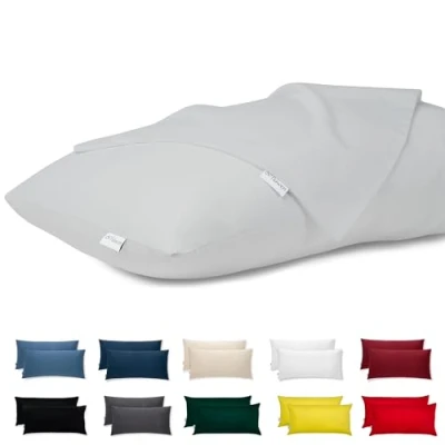 Immagine di Flowen Federe Cuscini Letto Matrimoniale e Singolo 40x80 Set 2 Copricuscini 100% Cotone Effetto Seta Tessuto Morbido Anallergico Antiacaro Traspirante Coppia Fodere Rettangolari Lavabili in Lavatrice