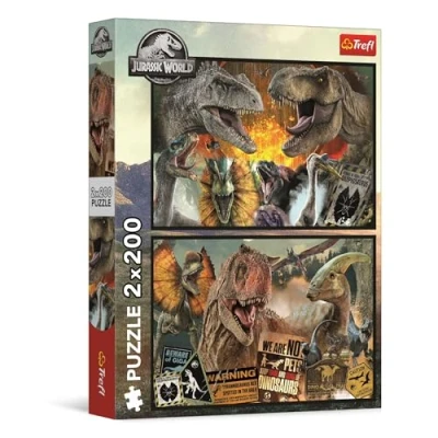 Immagine di Trefl 2in1: Jurassic World, Mondo Preistorico 2 x 200 Pezzi Set di Due Puzzle per Ragazzi, Multicolore, 13316