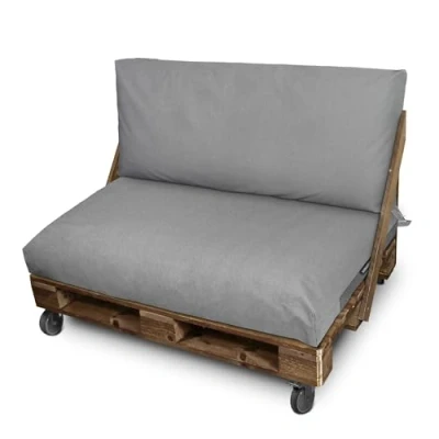 Immagine di Happers Set 2 Cuscini da Esterno e SfoderabilI per Pallet in Naylim Impermeabili Grigio Chiaro Opaco