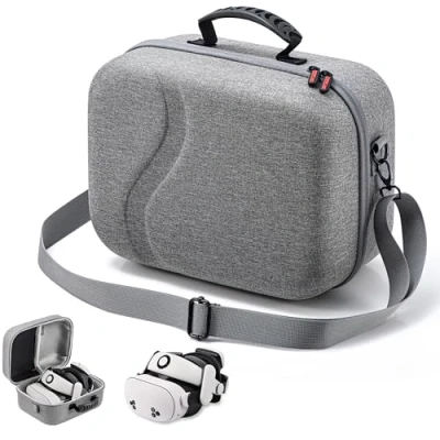 Immagine di Grande custodia da trasporto per Meta Quest 3S, viaggio rigida aggiornata compatibile con BOBOVR S3 Pro/Kiwi Design Battery Head Strap e altri accessori, fodera morbida
