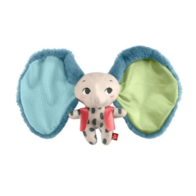 Immagine di Fisher Price Amici del Pianeta Elefantino Dolci Orecchie, morbido peluche con gilet in raso, realizzato il 90% di plastica riciclata e imballaggio certificato FSC, 3+ mesi, HKD63