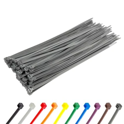 Immagine di Gocableties 100 fascette stringicavo argento, 450 mm x 9,0 con 79,4 kg di resistenza alla trazione, extra forte, resistente ai raggi UV