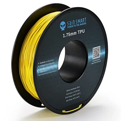 Immagine di Filamento flessibile in TPU SainSmart per stampa 3D, 1,75 mm, 0,8 kg, precisione dimensionale +/ 0,05 colore: giallo neon