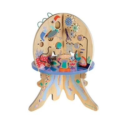 Immagine di Manhattan Toy Deep Sea Adventure Centro di attività per Bambini, in Legno, con vongole e Attrezzi da Spinning