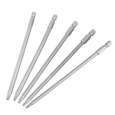 Immagine di 5Pcs T10 T30 Punta Cacciavite Magnetice Torx, Kit di Bits Trapano a Testa della Stella Sicurezza Lunga 150mm 1/4 Stinco Esagonale