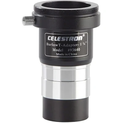 Immagine di Celestron 93640 1,25’’ Universal Barlow e Adattatore a T, Argento/Nero