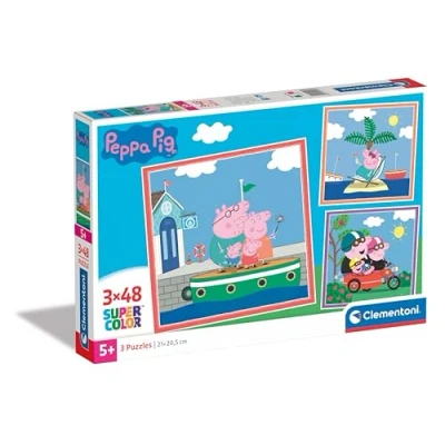 Immagine di Clementoni Peppa Pig Supercolor 3x48 (Include 3 48 Pezzi) Bambini 5 Anni, Puzzle Cartoni Animati, Made in Italy, Multicolore, 25293