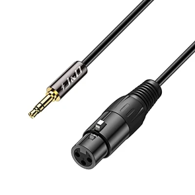 Immagine di J&amp;D TRS 3,5mm axLR Cavo, PVC Sgusciato 3,5 mm 1/8 Maschio Femmina Balanced CavoxLR a Audio Adattatore Cavo per DSLR Camera, 4.5m