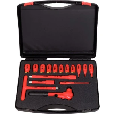 Immagine di KS Tools, Chiave a bussola + esagonale, Set di prese da 1/2 pollice con utensili isolati, 16 pezzi.