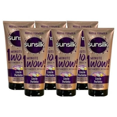 Immagine di Sunsilk Trattamento Intensivo 1 Minute Wow Liscio Perfetto Maschera per Capelli Lisci con Olio di Argan Anti Effetto Crespo 6 Flaconi da 180ml