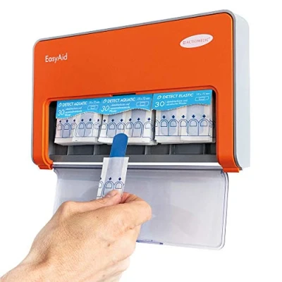 Immagine di ACTIOMEDIC I Distributore di cerotti con DETECT, Include 90 pz cerotto rilevabile per l&#039;industria alimentare, Sistema kanban e accessori montaggio a parete