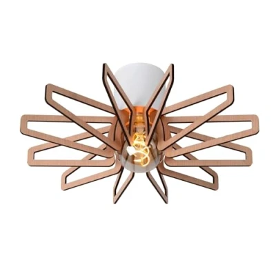 Immagine di Lucide Plafoniera Zidane 45 cm bianca con elementi in legno