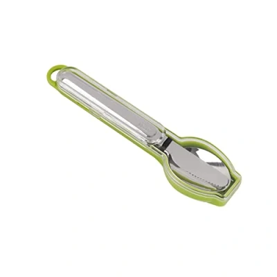 Immagine di IDRINK® Portaposate con Set posate 3 Pezzi (Forchetta, Coltello, Cucchiaio) in acciaio inossidabile On The Go (VERDE)