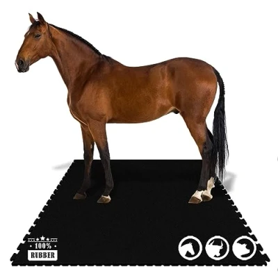 Immagine di KARAT tappetino puzzle in gomma 182 x 122 cm impermeabile con drenaggio per stalla, box cavalli, paddock protezione delle articolazioni (incastro su due lati)