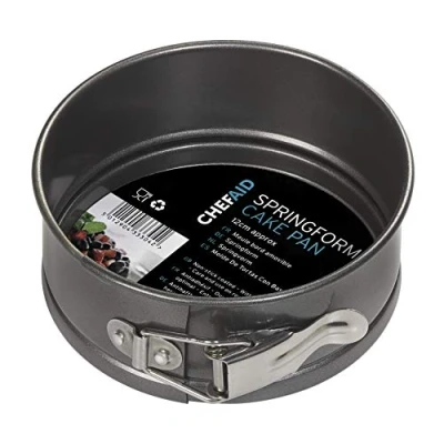 Immagine di Chef Aid Stampo per torte antiaderente a molla, 12 cm, rotondo con base allentata un facile rilascio, lavabile in lavastoviglie, frigorifero e congelatore, grigio
