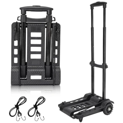 Immagine di BBWELL Carrello Pieghevole,Carrello Portabagagli Pieghevole a Mano di Alluminio,Max 50 Kg,Corda 2 Elastica e Peso Leggero (1,8 Kg), Durevole per Trasloco, Spesa, Bagaglio