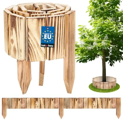 Immagine di KOTARBAU® 1 bordo arrotolabile, 10 x 110 cm, recinzione in legno di pino, flessibile, per giardino, palizzata, ritagliabile, decorazione recinzioni