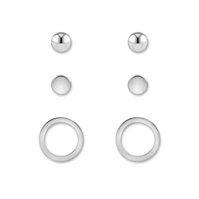 Immagine di Set di orecchini da donna tre a perno skin friendly in argento, oro o rosa I Gioielli all&#039;orecchio con placcatura 18 carati incl. scatola regalo
