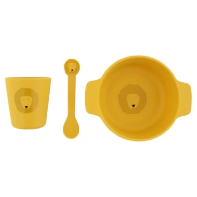 Immagine di Trixie set da pranzo in silicone per neonati e bambini, di stoviglie 3 pezzi (ciotola, bicchiere, cucchiaio) (Mr. Leone), 96 43X