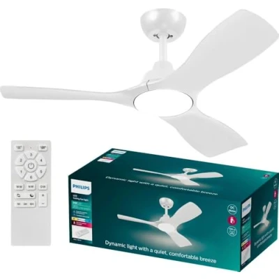 Immagine di Philips LED Olas Ventilatore da soffitto 30 W (Ø x A) 1070 mm 310 Bianco con telecomando, Dimmerabile