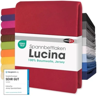 Immagine di CelinaTex Lucina Lenzuolo Elasticizzato Cotone 2er Set 90x200 100x200 cm Rosso Rubino