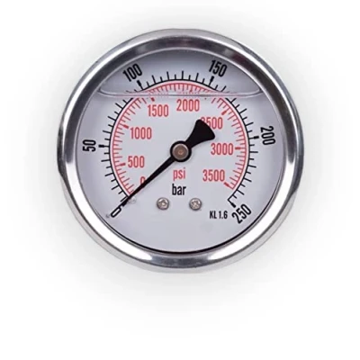 Immagine di Manometro glicerina attacco assiale, in acciaio inox IP65 63 mm con connettore posteriore, 1/4 (0 250 bar)