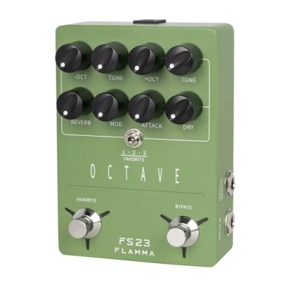 Immagine di FLAMMA Octave Pedale per chitarra, FS23, con modulazione, riverbero e attacco lento chitarra elettrica, True Bypass