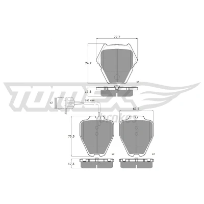 Immagine di TOMEX brakes TX 13 15 Kit pastiglie freno Assale anteriore Con contatto segnalazione usura AUDI: A8 D2