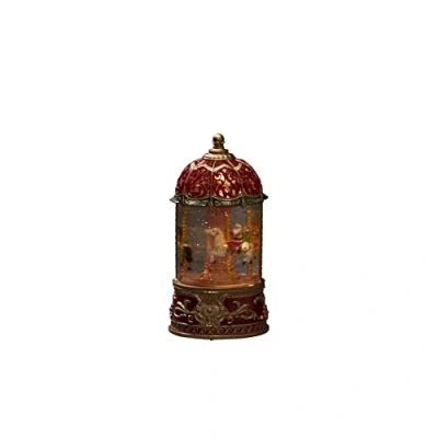 Immagine di Konstsmide Palla di neve a LED, decorazione natalizia, giostra rotante, riempita d&#039;acqua, con timer 5 ore, funzionamento batteria e USB, per interni, 3 x AA 1,5 V (non incluse)