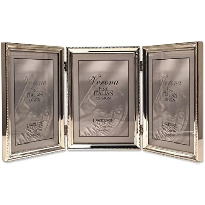 Immagine di Lawrence Frames Bead Border Design, 5 x 7 Triple, Argento
